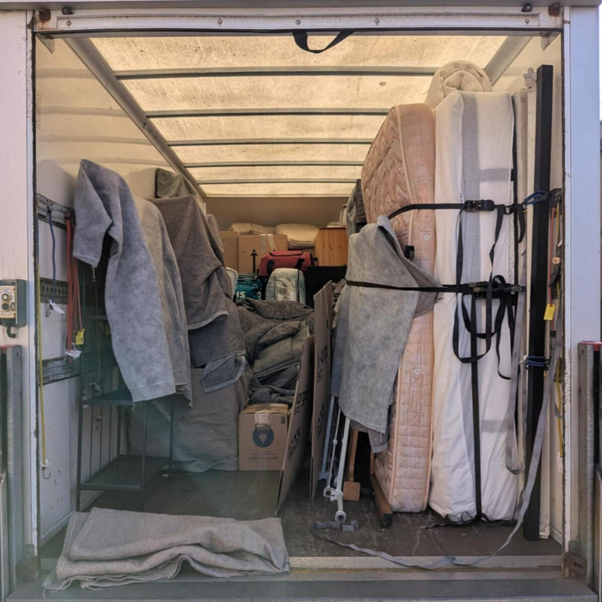 G & D Electrical Services Ltd removal van in action, demonstrating their removal services in Insch AB52 6HG, offering efficient and reliable furniture and household item removals across Aberdeenshire.